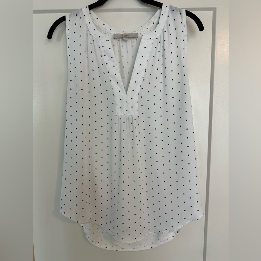 Loft Polka Dot Mixed Media Shell Tank